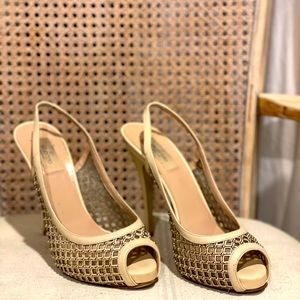 Valentino Nude Cage Peep Toe Pump Size 40